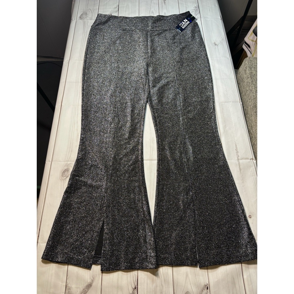 NWT Madden NYC XXXL 3X Sparkly Flare Leggings Grey Bootcut